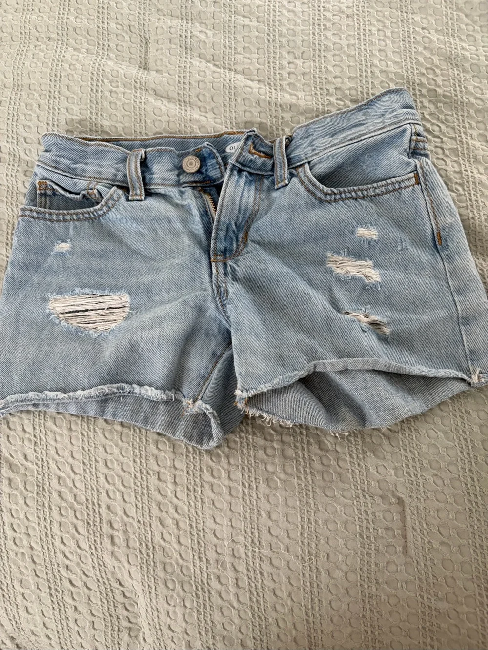 Girls Classic Distressed Light Blue Denim Shorts - girls